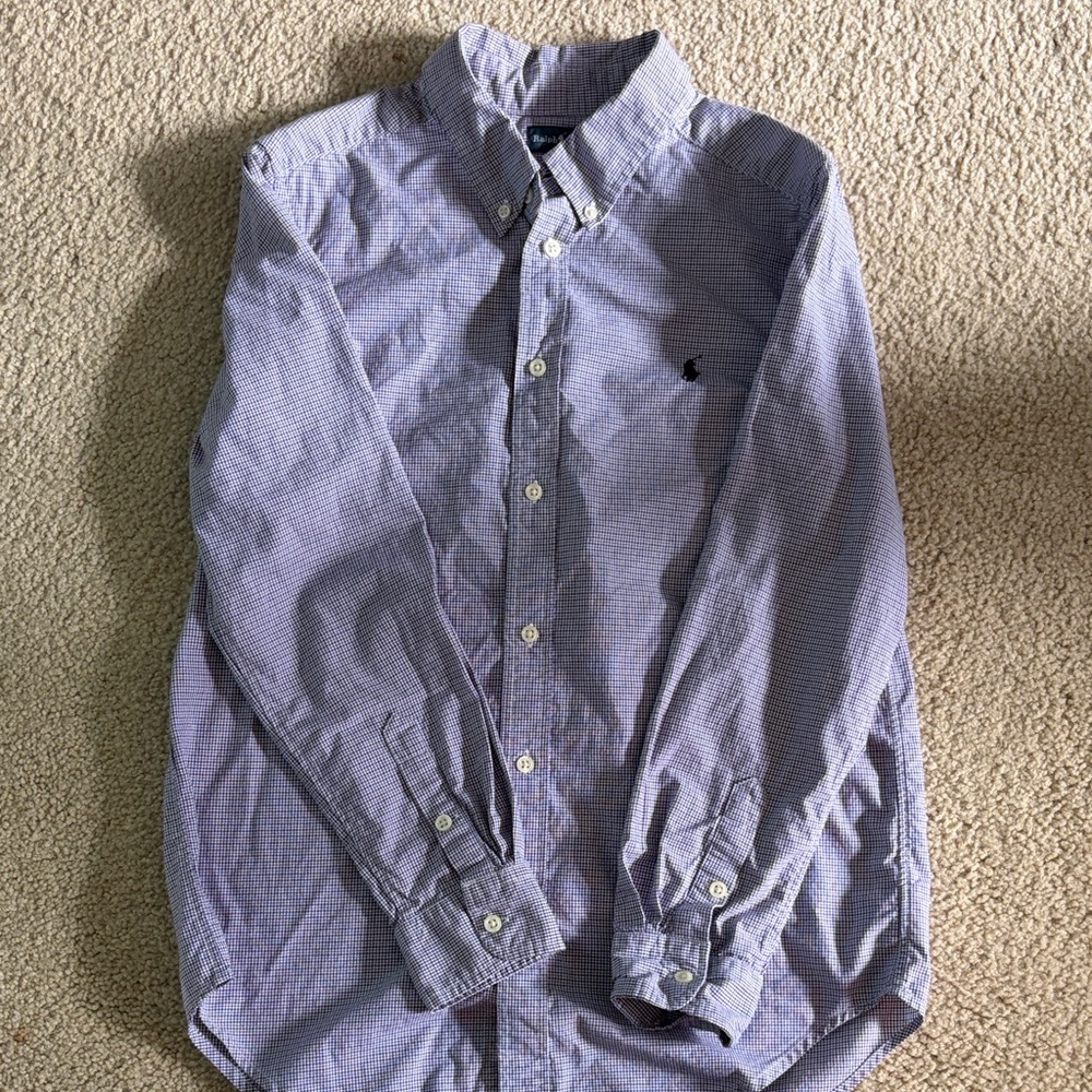 Ralph Lauren Boys Purple Check Button-Down Shirt